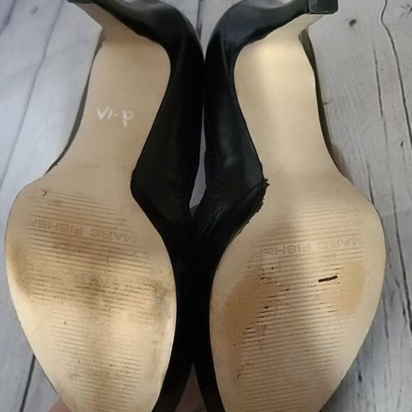 Marc Fisher Navy & Black Striped Bow Heels - Picture 8 of 13